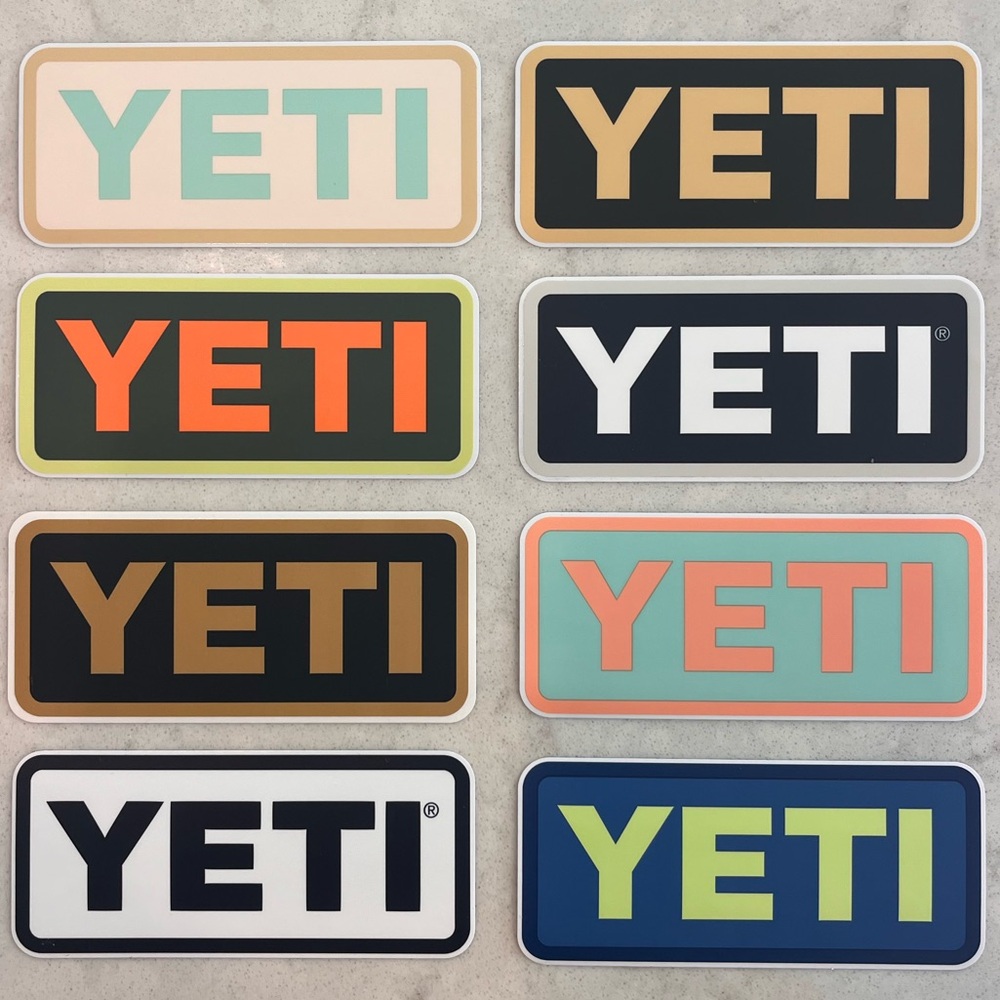 Yeti Vibrant Logo Sticker Collection, bundle of 8 unique colors